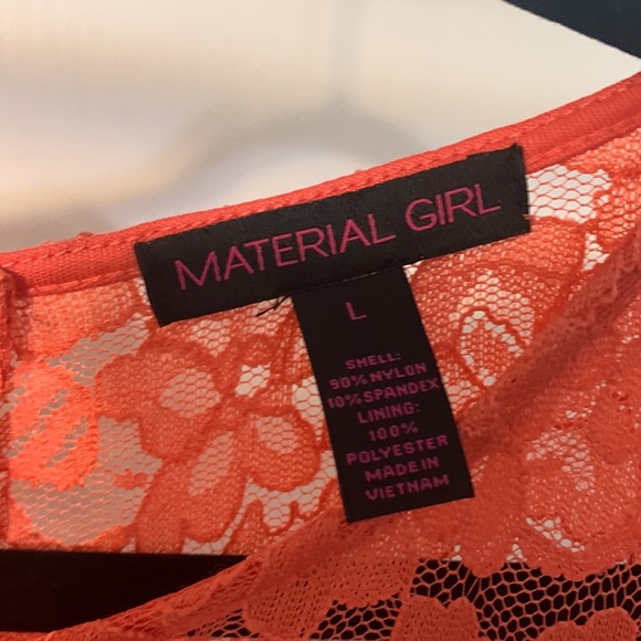 Light Pink/Coral Lace Long Sleeved Material Girl Midi Dress - Picture 4 of 7